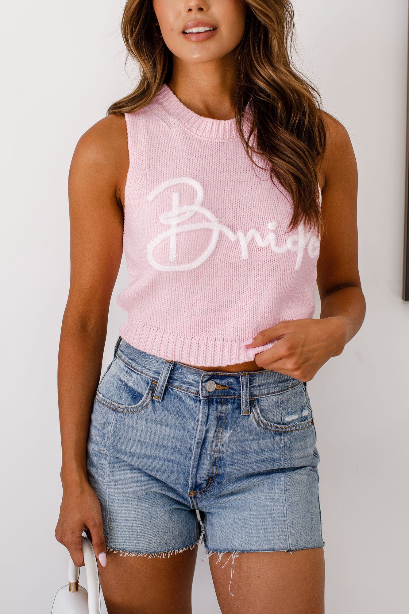 Pink sweater outlet tank