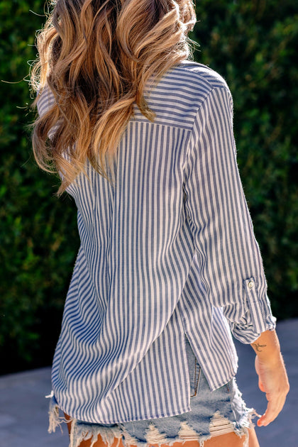 Louis Vuitton Blue, Pattern Print Striped Long Sleeve Dress Shirt It 15 | S