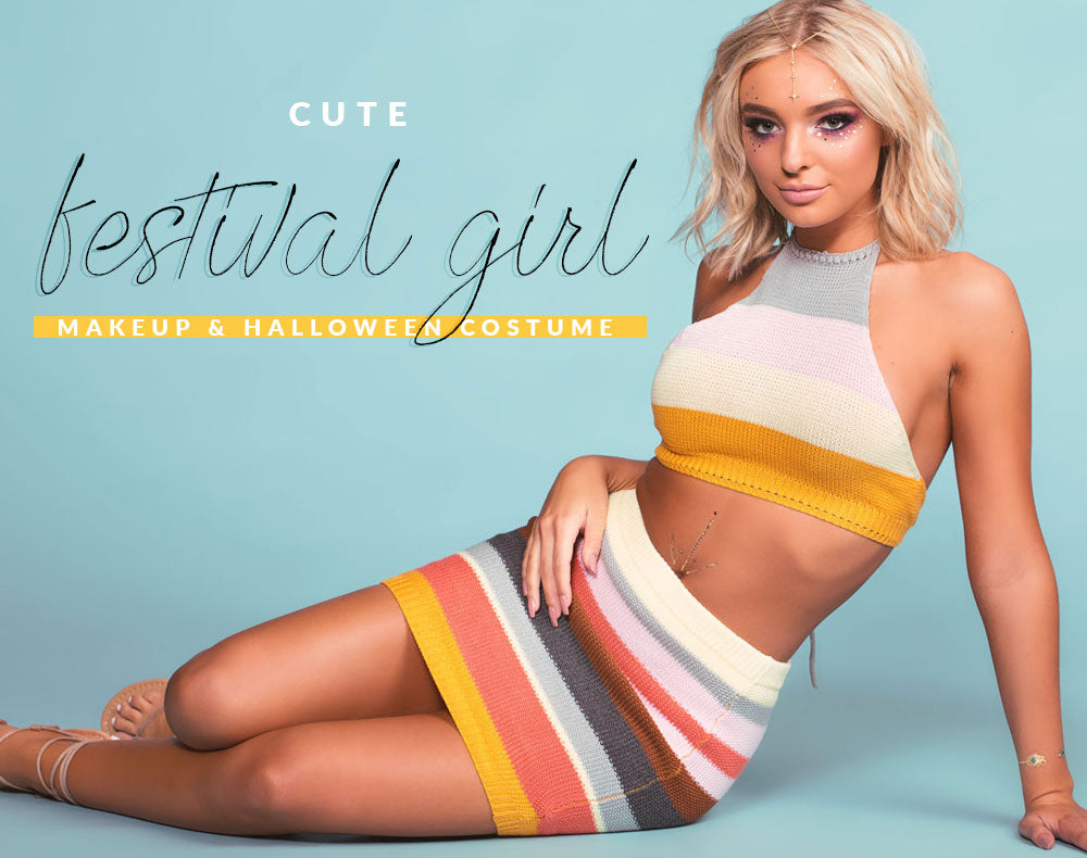 Cute Festival Girl Makeup + Halloween Costume!