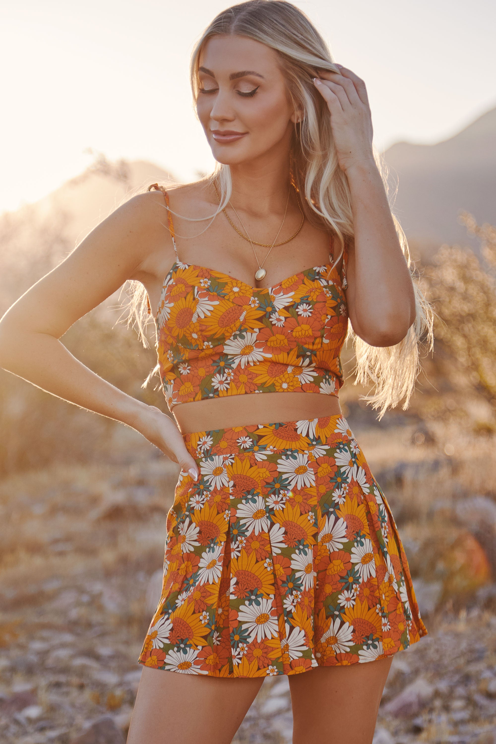 Orange popular Floral Top