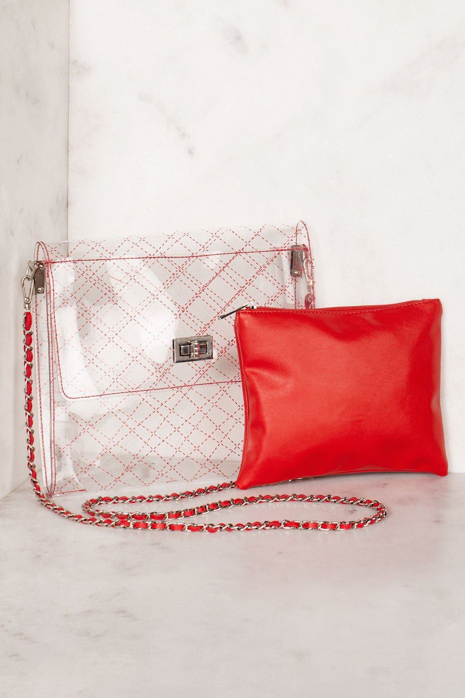 Clear Red Heart Cross-Body Bag | Naked City Clothing