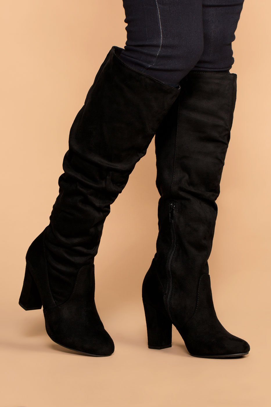 Priceless | Black | Suede Knee High Boots | Womens