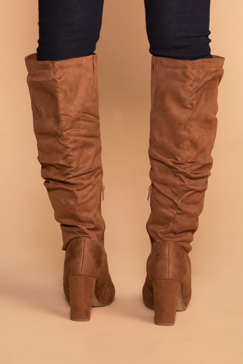 Priceless | Chestnut | Suede Knee High Boots | Womens