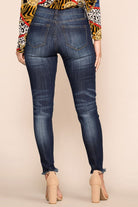 Mid-Rise Distressed Skinny Jeans Dark Wash