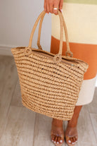 Khaki Straw Tote