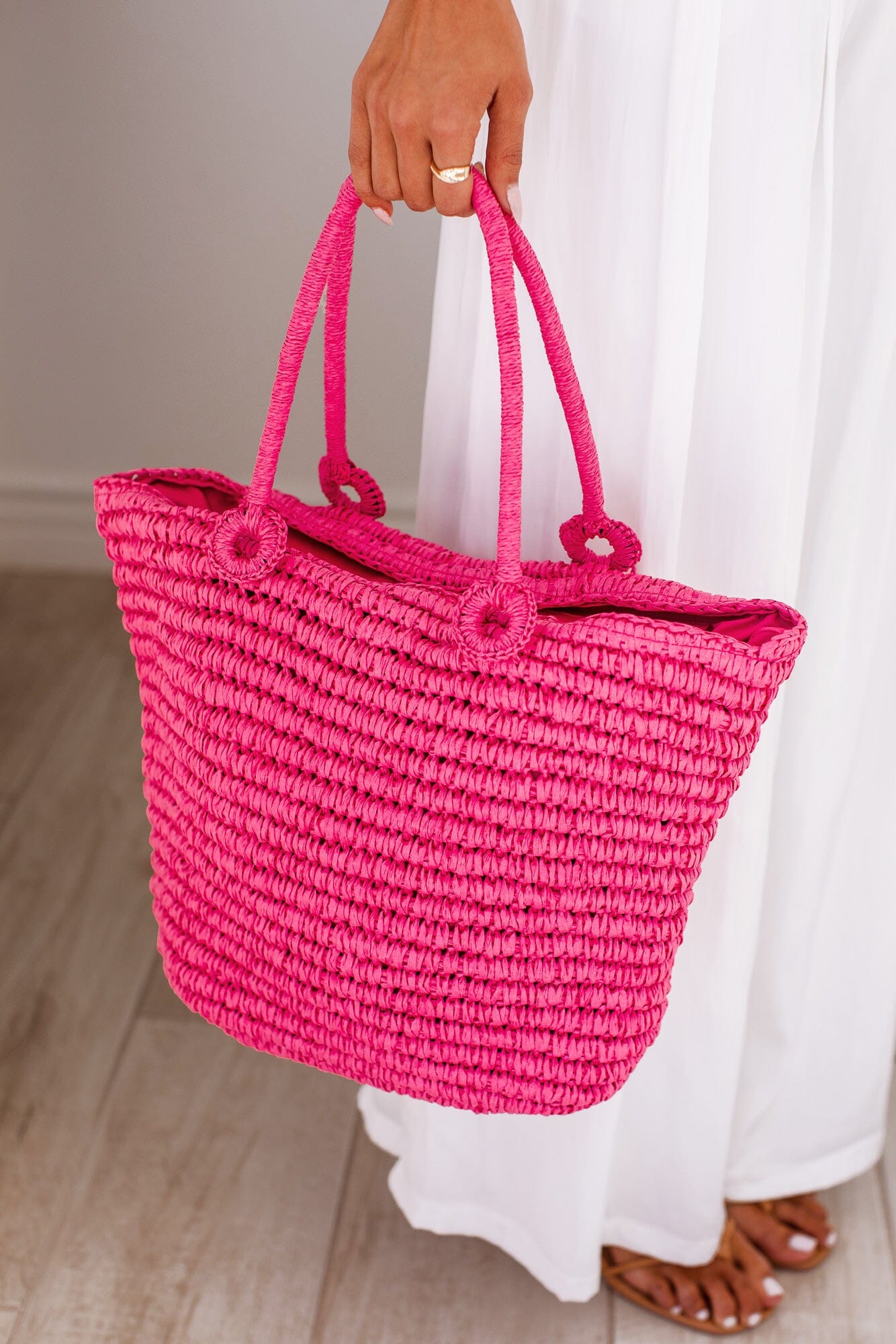 Hot pink straw online bag