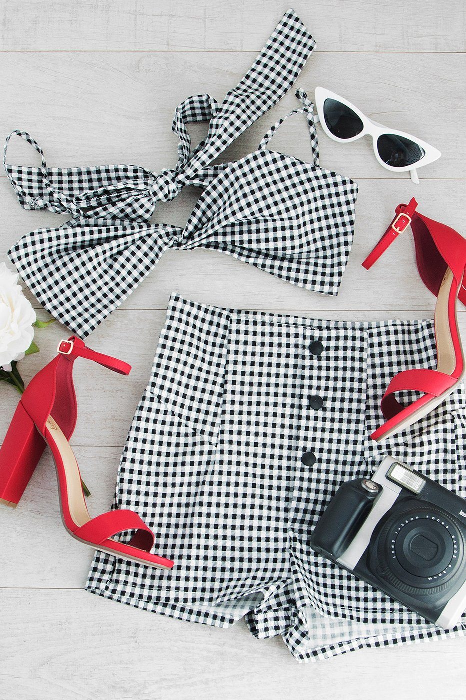 Black and White Gingham Crop Top