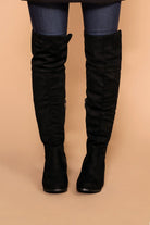 Dublin Black Block Heel Over The Knee Boots | Shop Priceless