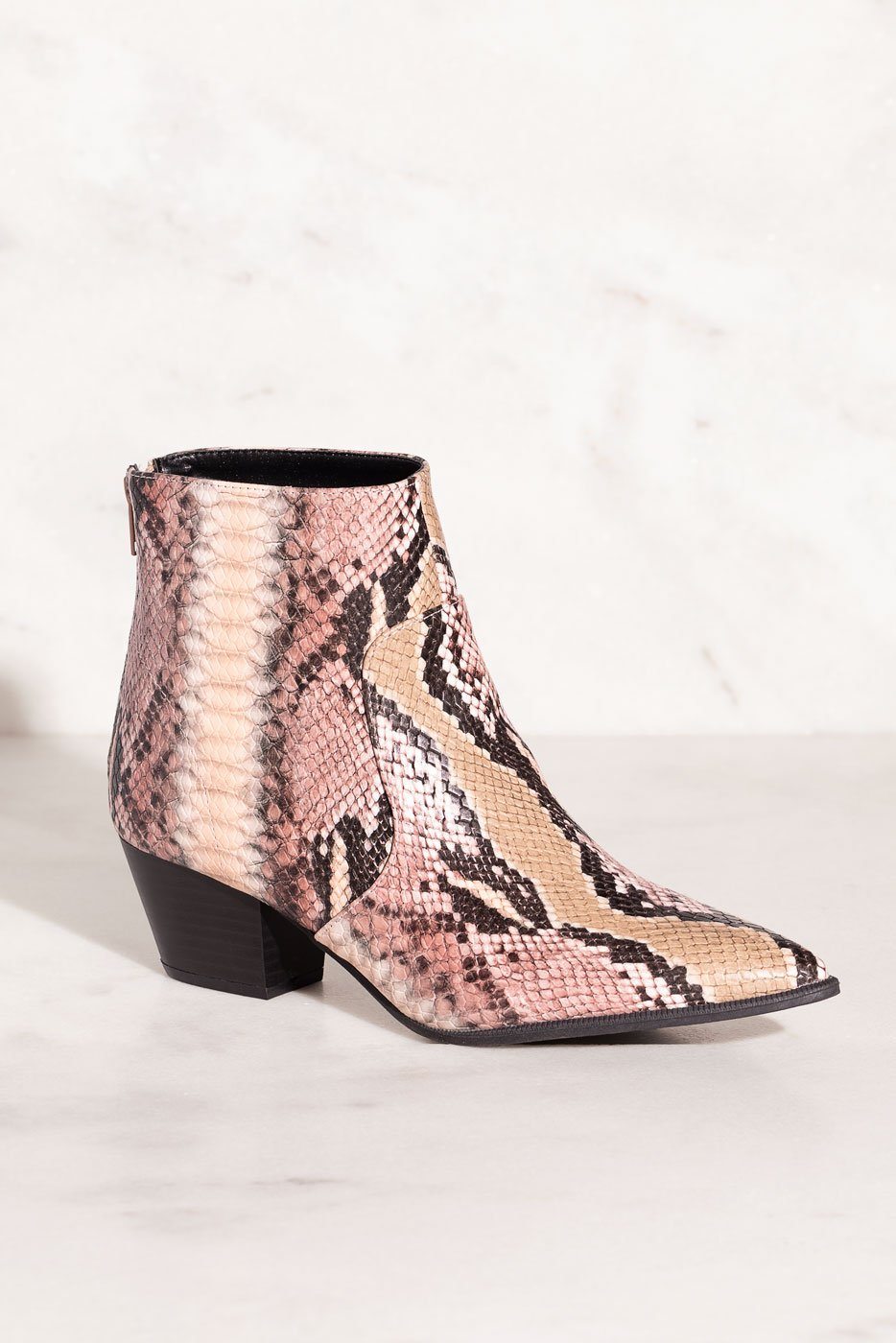 Go Wild Snakeskin Print Pointed Toe Booties Shop Priceless