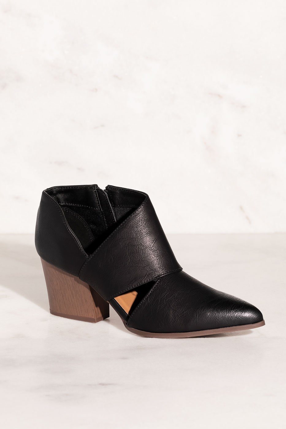 Leather cut cheap out booties