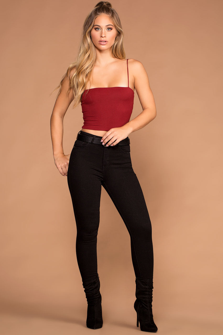 Jen Square Crop Top - Red | Shop Priceless