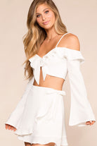 Shop Priceless | White | Bell Sleeve | Crop Top | Womens