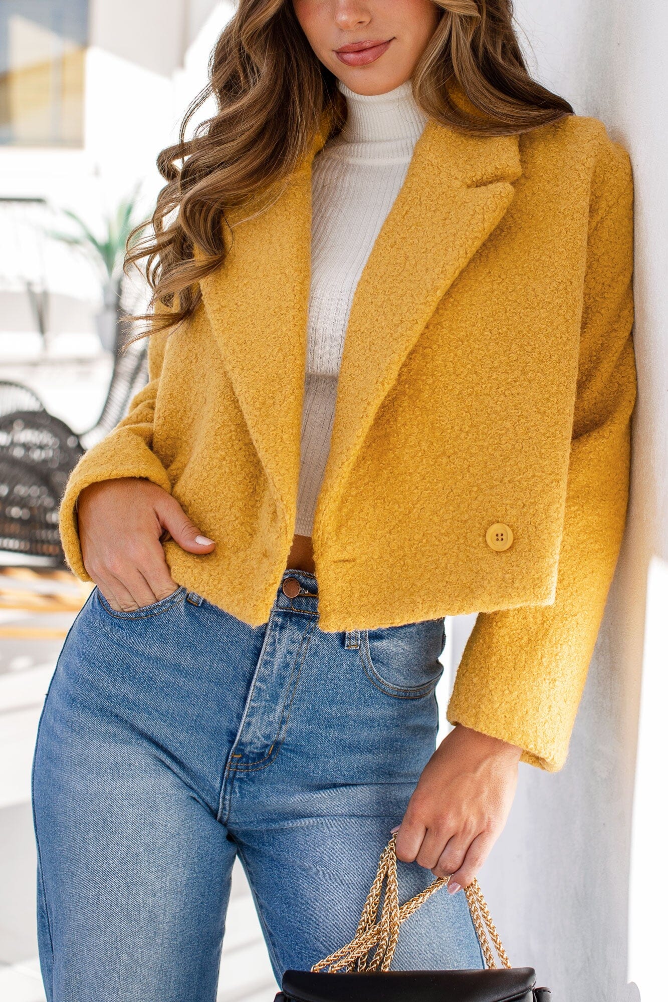 Mustard teddy cheap jacket