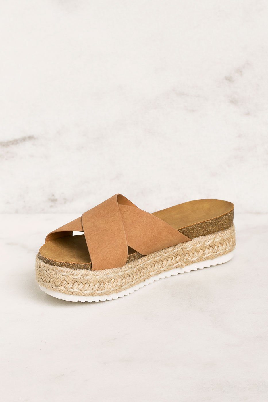 Priceless | Tan | Slide-On | Platform Sandals | Shoes | Womens