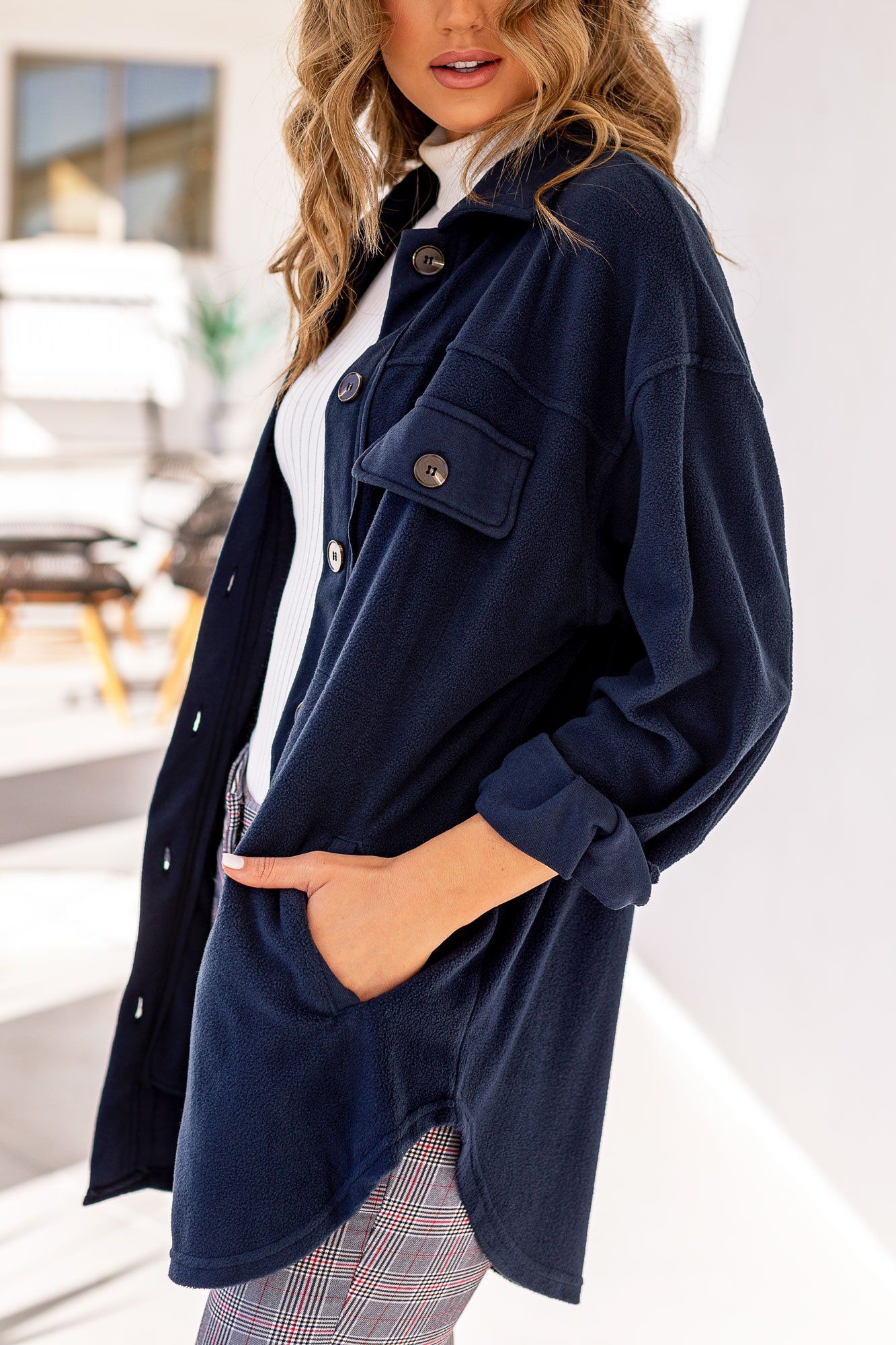 Ruby Navy Button Down Shacket