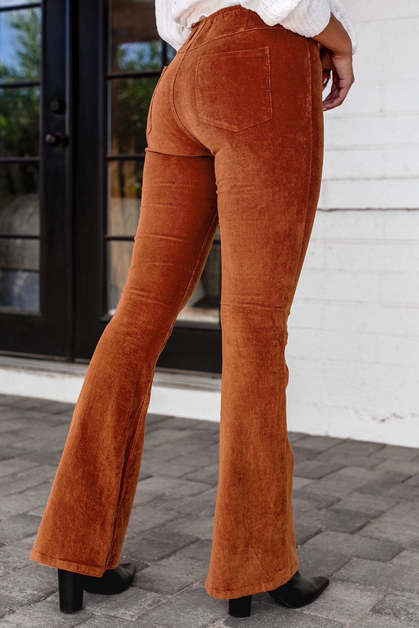 Women's Flare Pants Corduroy High Waisted Pants Bell Bottom Trousers