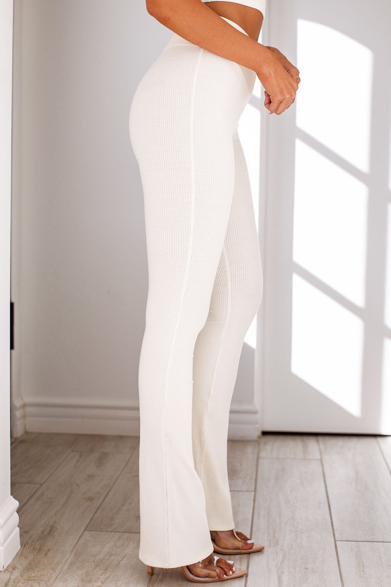 Women's White Flare Pants Mid Rise | Ally Fashion