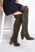 Boots - Locklyn Suede Knee High Boots - Olive