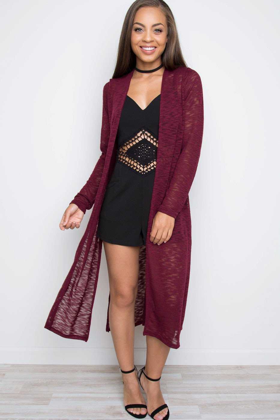 Cardigans - Waverly Knit Cardigan - Burgundy