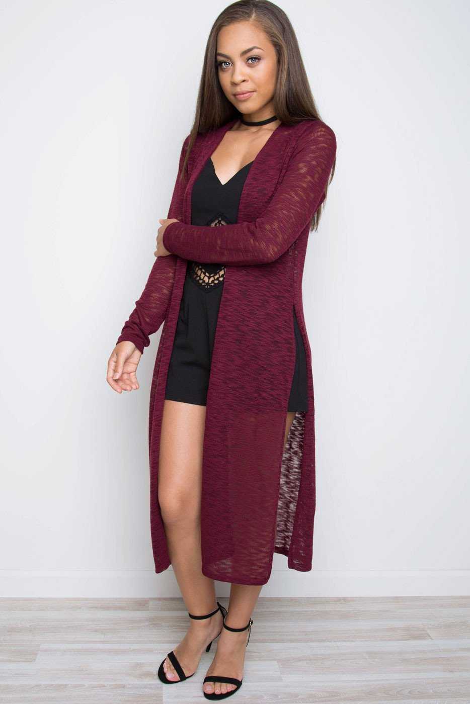 Cardigans - Waverly Knit Cardigan - Burgundy