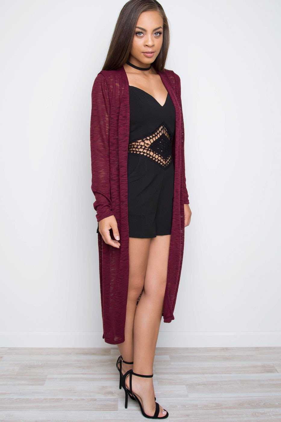 Cardigans - Waverly Knit Cardigan - Burgundy