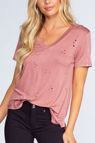 Alli Distressed Tee - Misty Pink | Active Basic