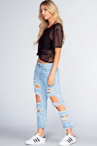 Pants - Gwen Distressed Boyfriend Jeans - Light