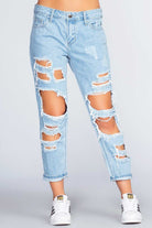 Pants - Gwen Distressed Boyfriend Jeans - Light