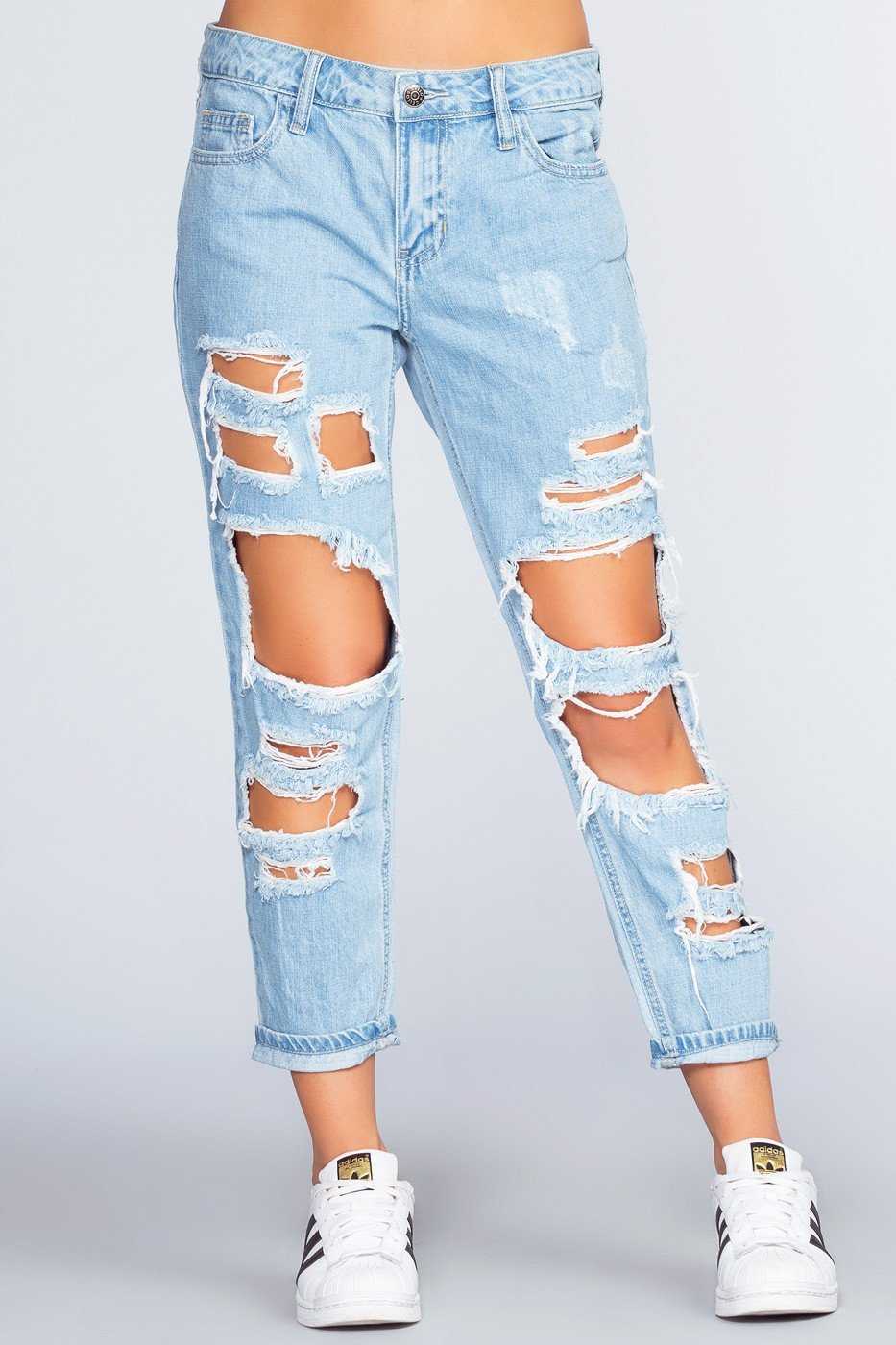 Pants - Gwen Distressed Boyfriend Jeans - Light