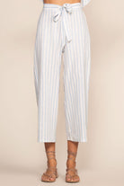 Pants - On My Way To Rio Striped High Waist Culottes - Blue