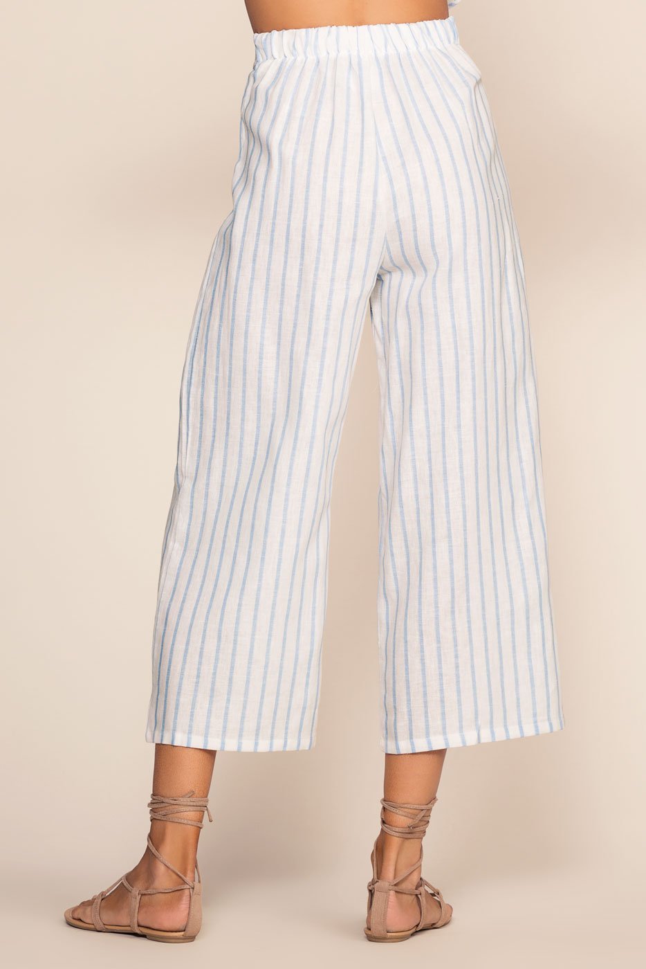 Pants - On My Way To Rio Striped High Waist Culottes - Blue