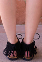 Sandals - Fia Fringe Sandals - Black