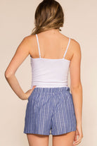 Blue Stripe Drawstring Shorts