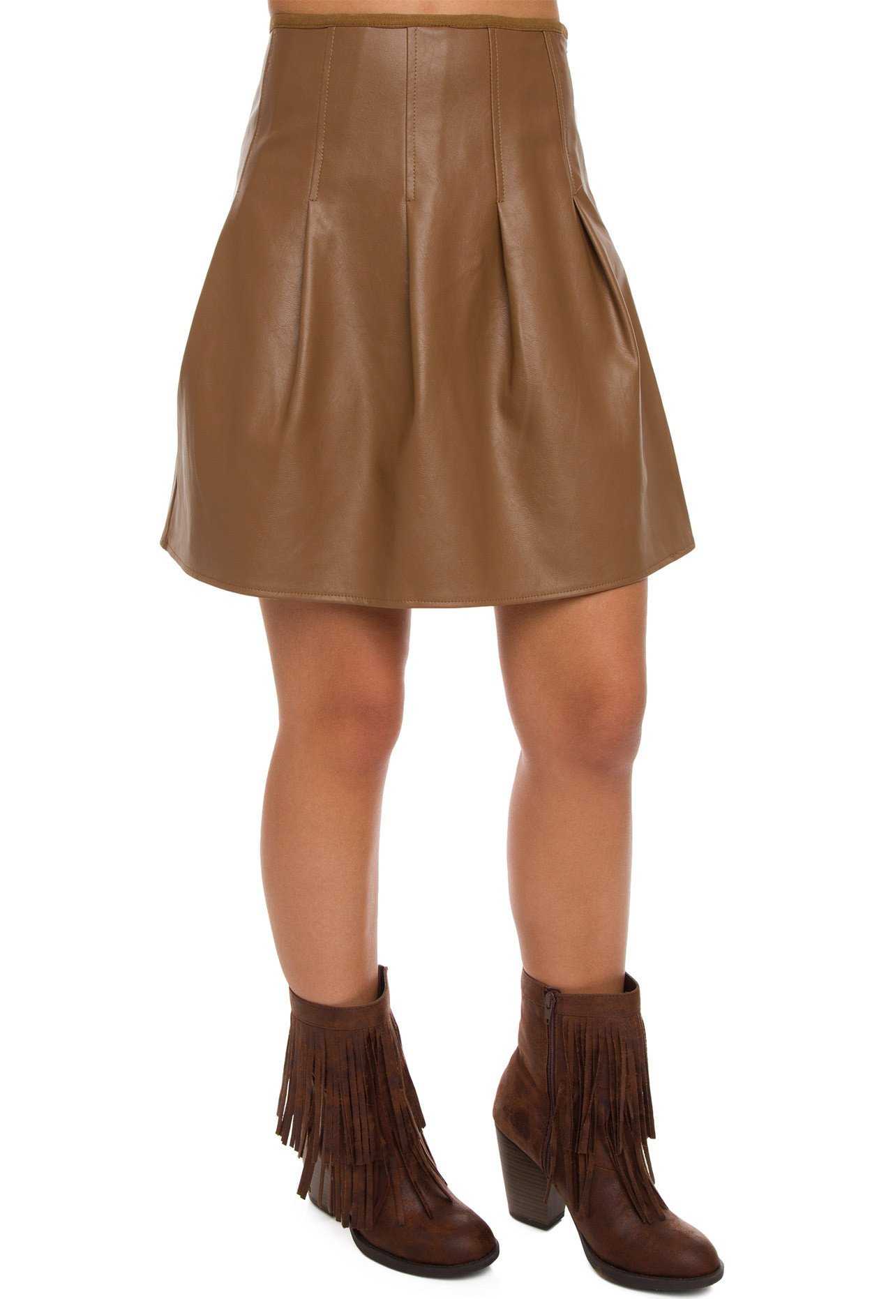 Skirts - Calypso Pleather Skirt - Camel