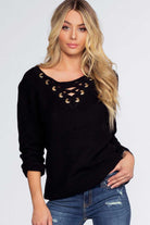 Sweaters - Elsa Lace Up Sweater - Black