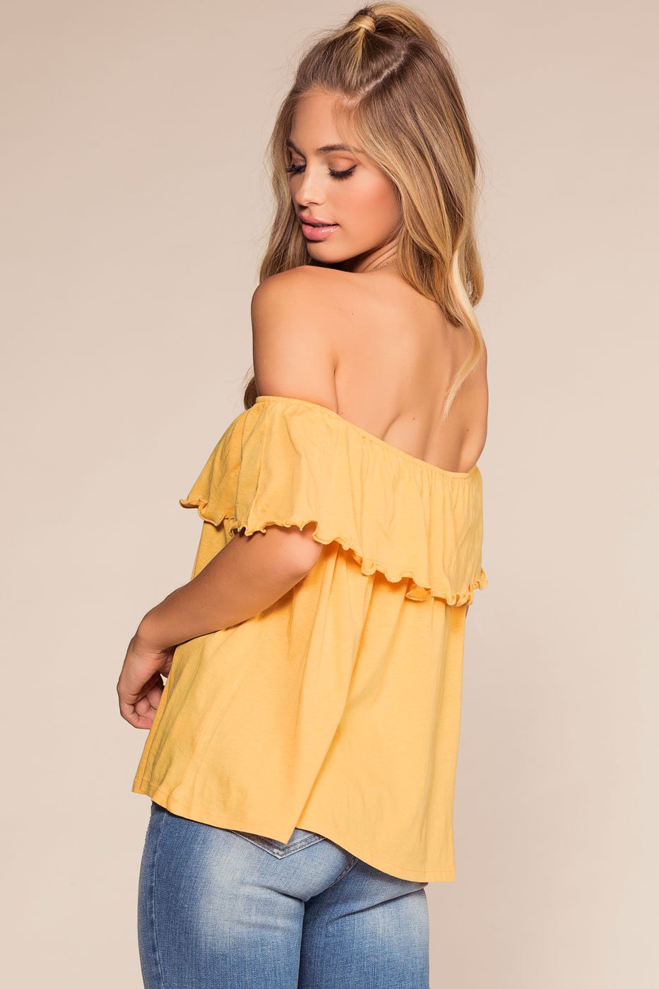 Honey Ruffle Alley Off The Shoulder Top