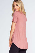 Tops - Alli Distressed Tee - Misty Pink