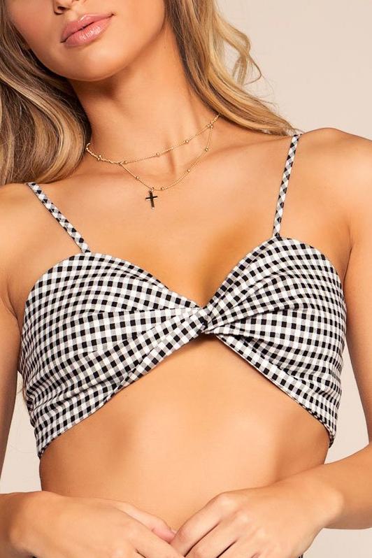 Black and White Gingham Crop Top