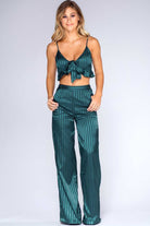 Tops - Emerald Dreams Satin Crop Top