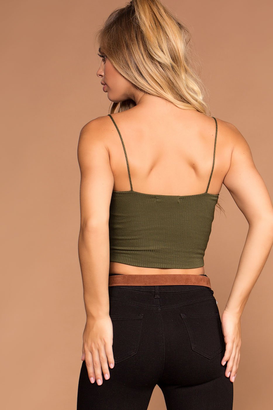 Olive Square Crop Top