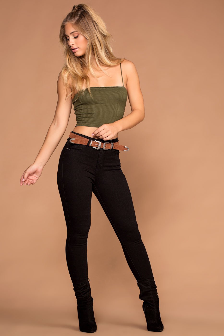 Olive Square Crop Top